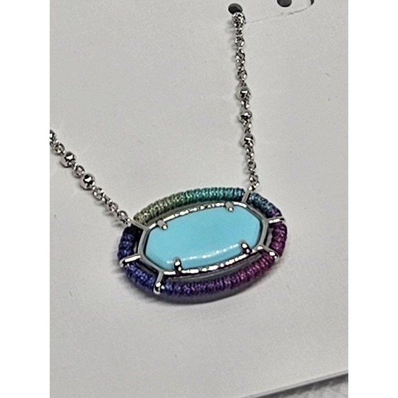 Kendra Scott Handmade Necklace Rhodium Plated Crystal Mother Of Pearl Charm NWT - Picture 2 of 10